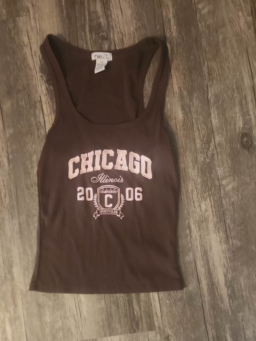 rue21 Women's Chicago Graphic Tank Top in Brown